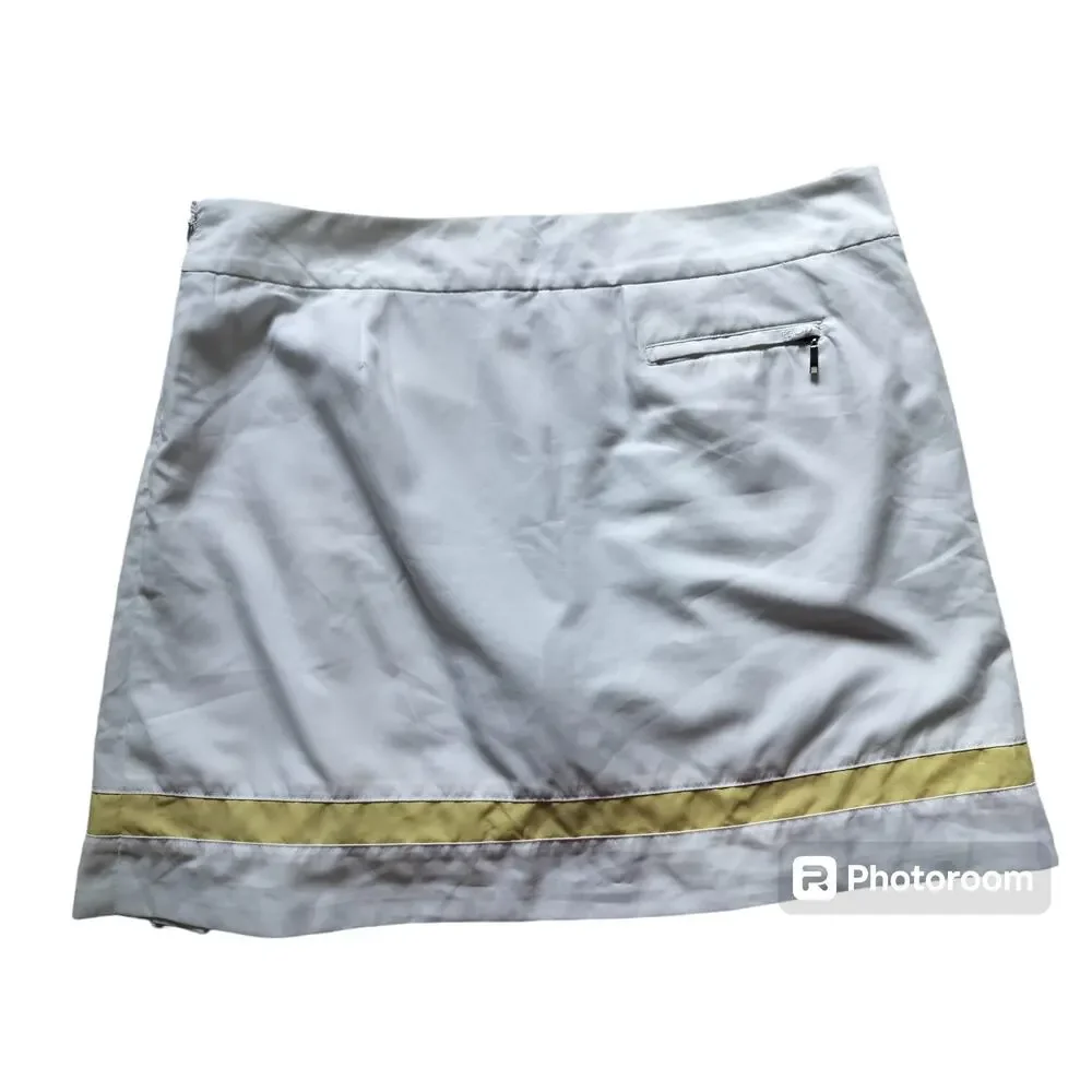 Izod XFG Women's Cool FX White Yelow‎ Golf Skirt Skort Pleated Size 12